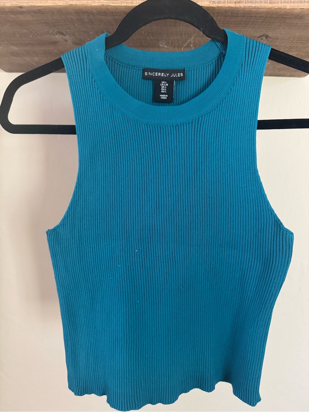 Sincerely Jules Teal Ribbed Sleeveless Tank